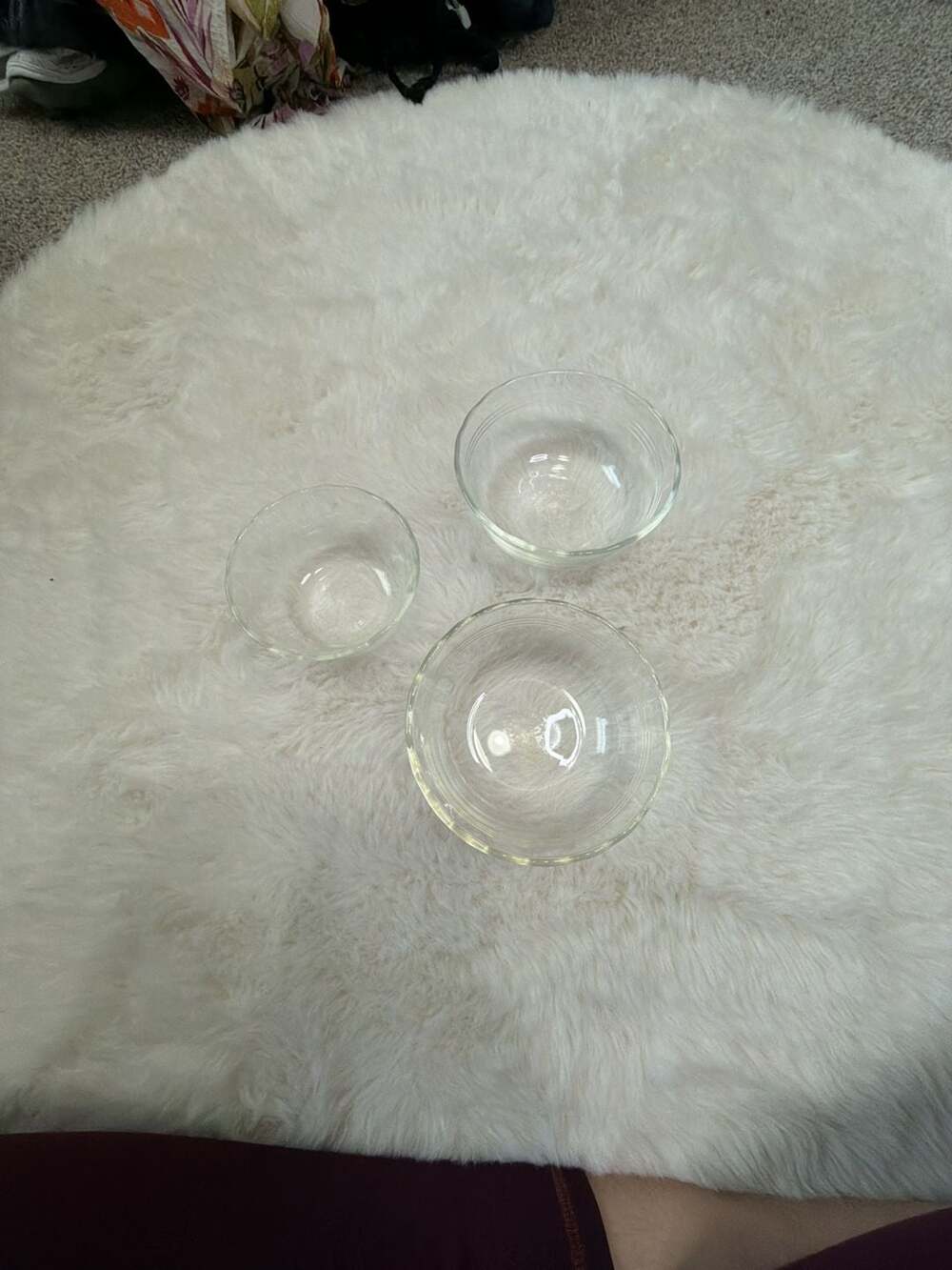 Vintage Pyrex 445 Clear Glass 3-Ring Custard Dessert Bowls Set of 5